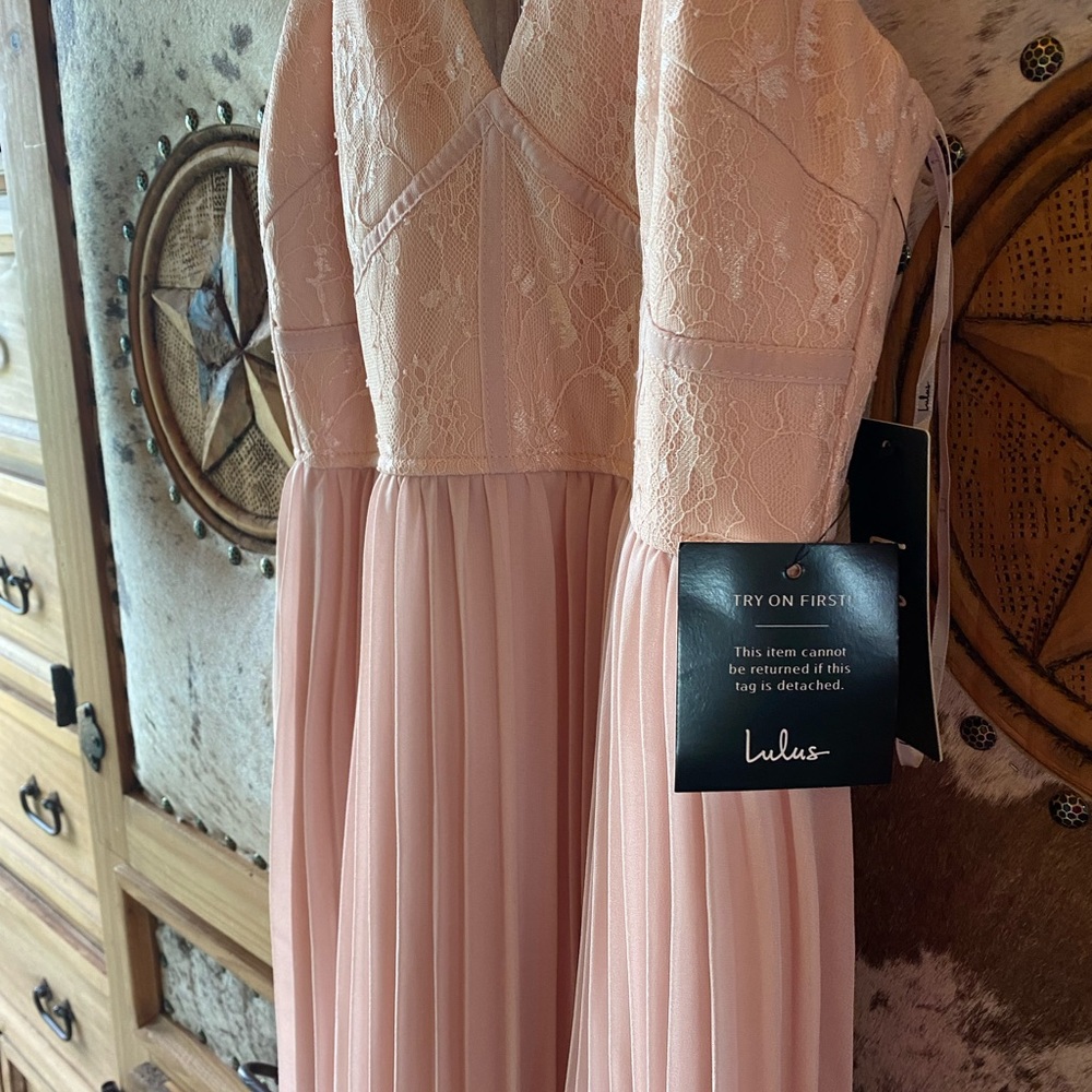 Blush pink long pleated dress SOLD - Picture 3 of 4